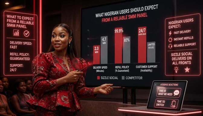 Bar chart showing Nigerian SMM panel reliability features.