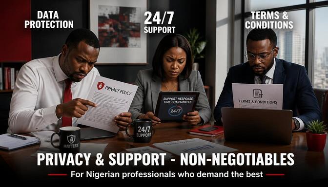 Nigerian professionals discussing account safety and support