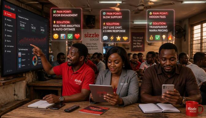 Nigerian team at viewing center analyzing Sizzle Social.