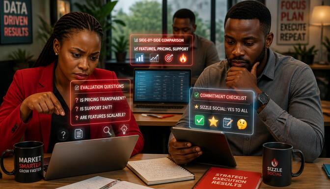 Nigerian marketers in office desk reviewing questions