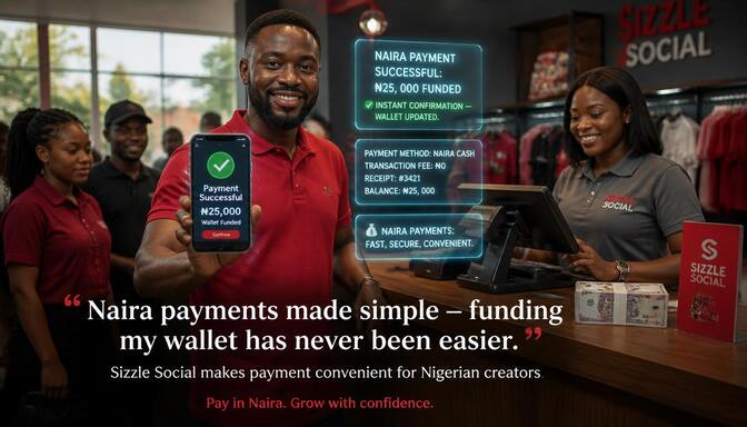 Socially.ng naira payments and wallet funding.