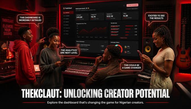 TheKclaut Review overview showing Nigerian creators at viewing center