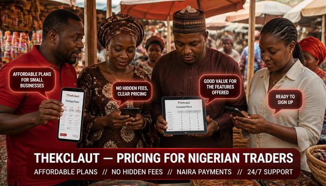 TheKclaut pricing and payments review with Nigerian market scene