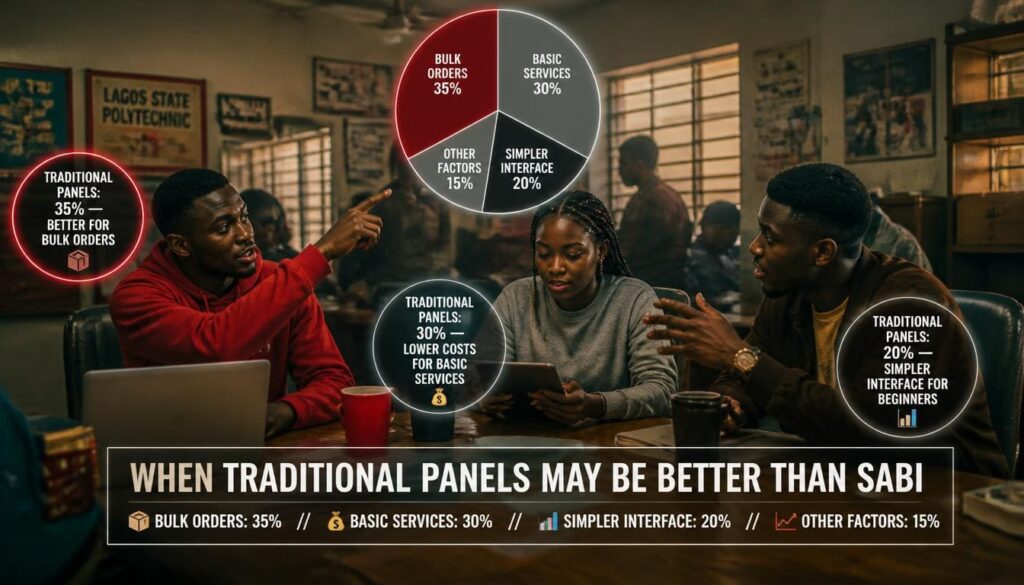 Pie chart showing traditional SMM panel choice Nigeria