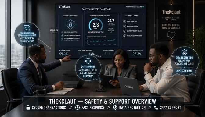 TheKclaut safety and support review with Nigerian professionals in conference room