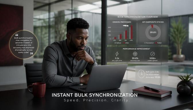 Infographic showing API synchronization speed