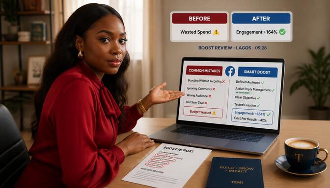 Graphic highlighting common mistakes to avoid during Facebook boost campaigns