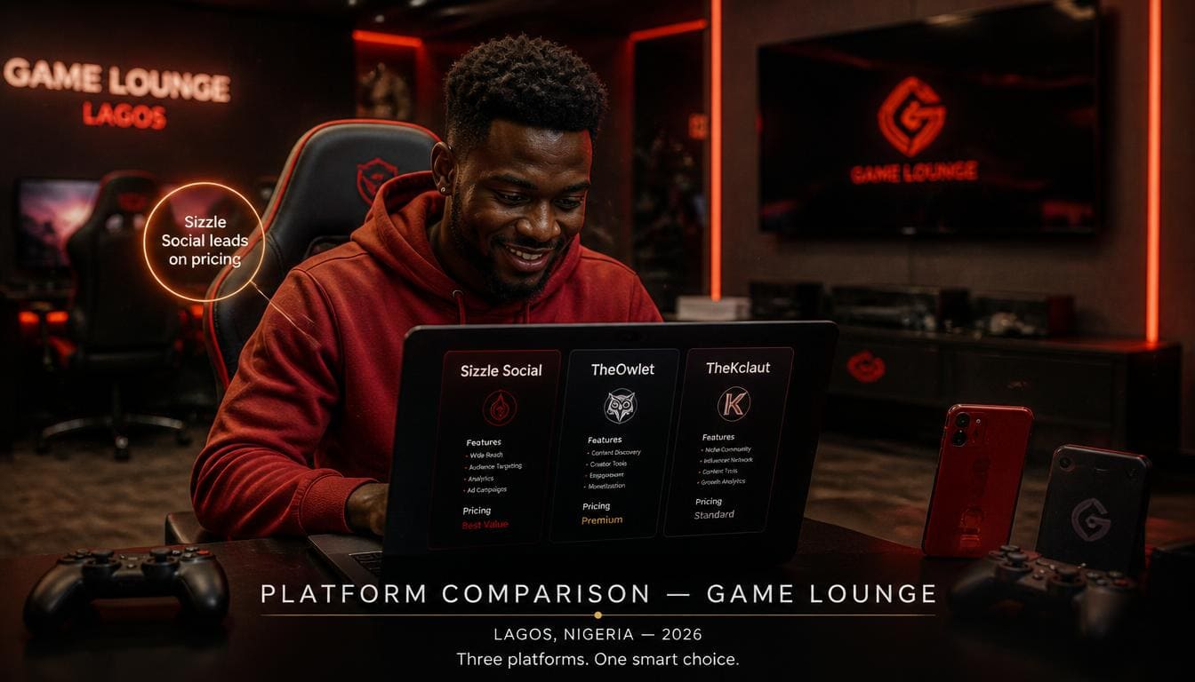 Sizzle Social vs TheOwlet vs TheKclaut comparison panel