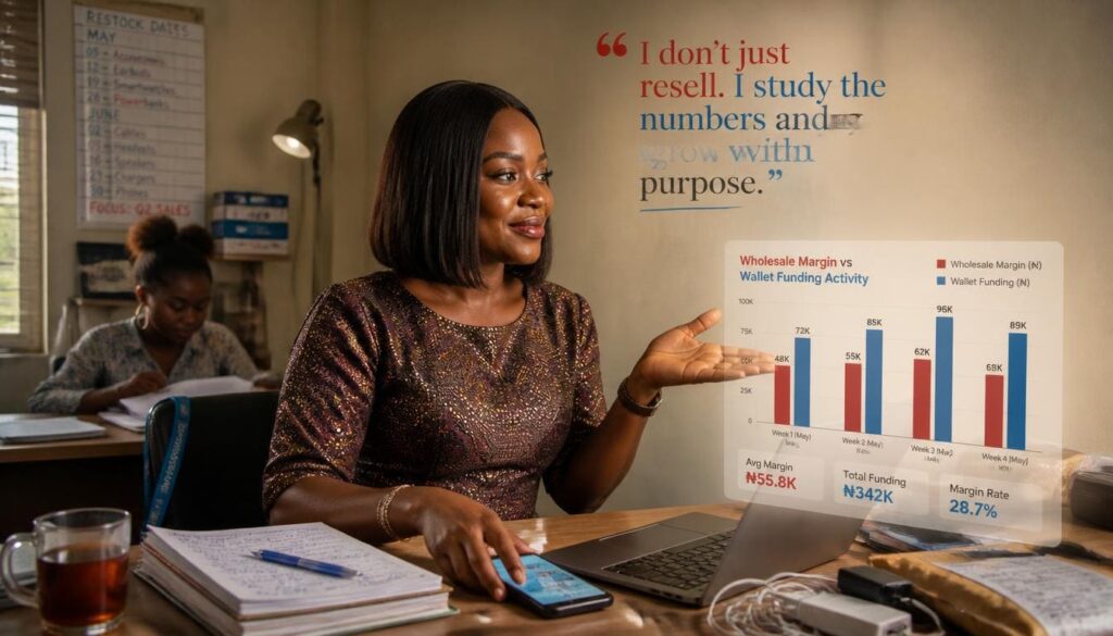 Nigerian reseller wholesale margin bar chart with wallet funding
