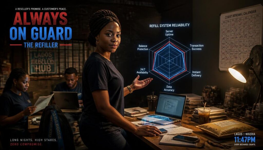 Nigerian reseller refill system radar chart showing account protection