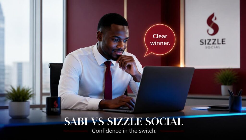 SABI vs Sizzle Social Nigeria comparison with office workers
