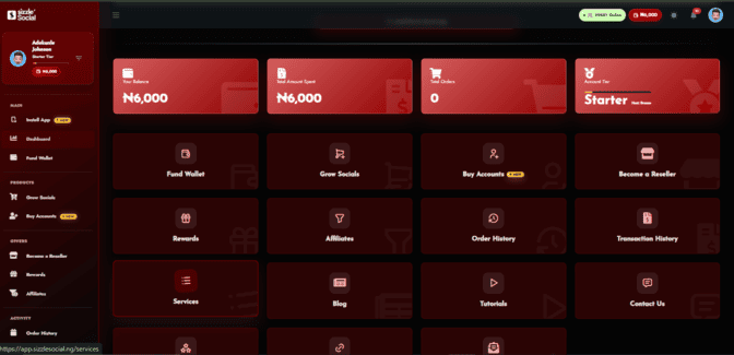 Screenshot of dashboard features