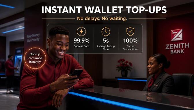 Infographic showing wallet top-up speed
