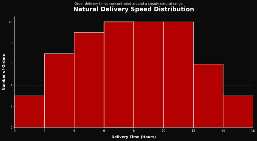 Delivery speed histogram,