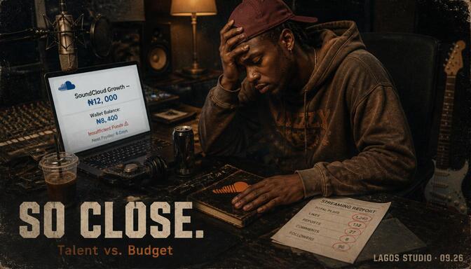 Young musician facing financial barriers in Lagos studio