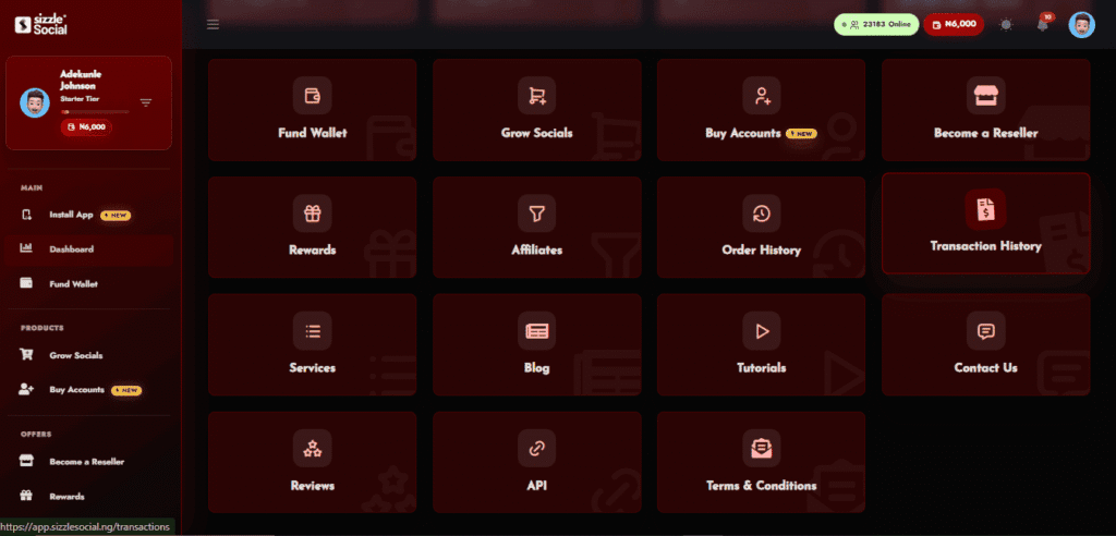 Creator browsing SMM panel categories on laptop