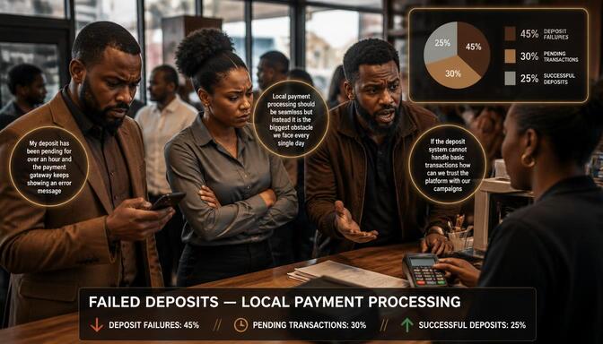 Pie chart showing failed deposits.