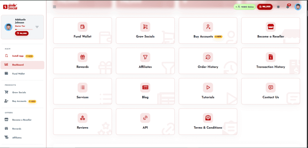 Screenshot showing dashboard interface