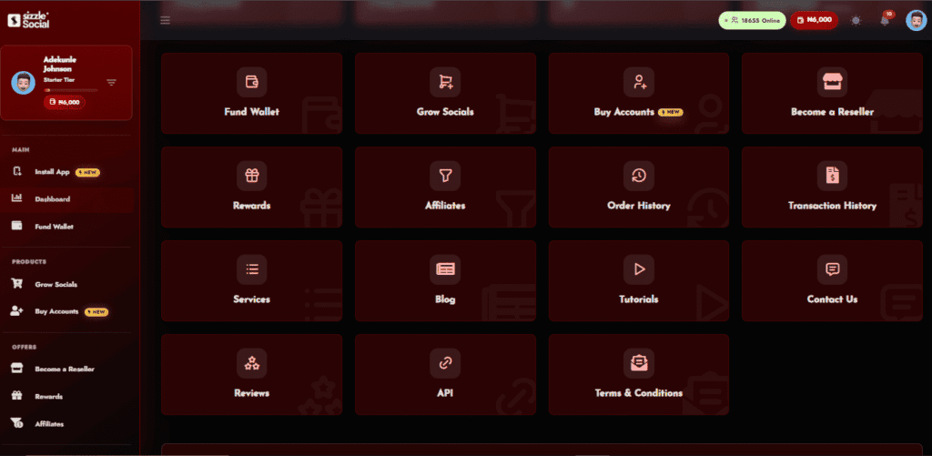 Dashboard screenshot with Nigerian marketers