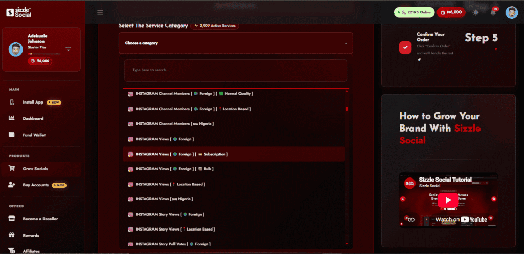 Screenshot of engagement dashboard