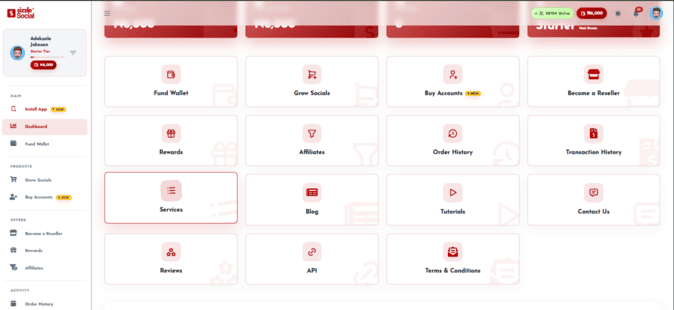 Screenshot showing dashboard interface