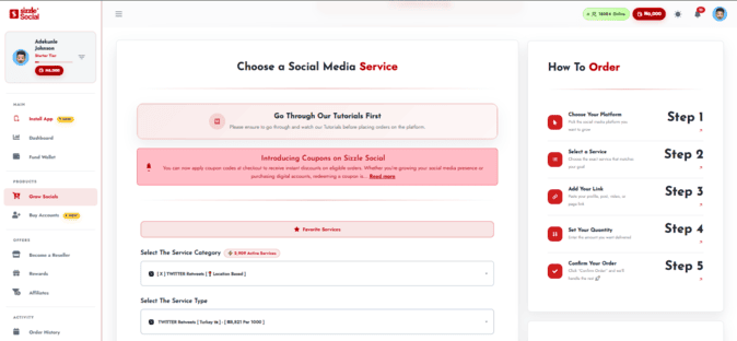Screenshot showing test order execution.