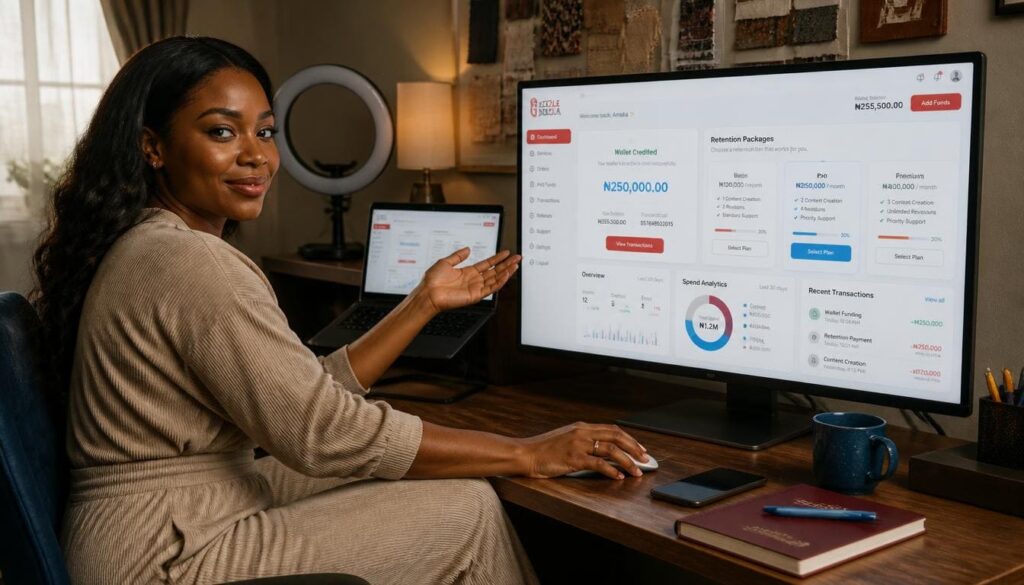 Screenshot of Sizzle Social dashboard.