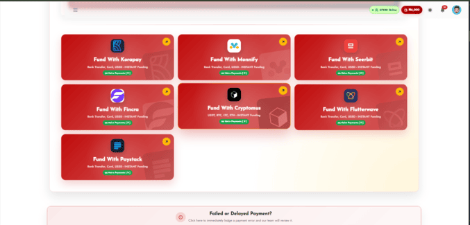Screenshot showing wallet funding
