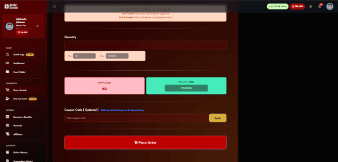 Test order speed screenshot