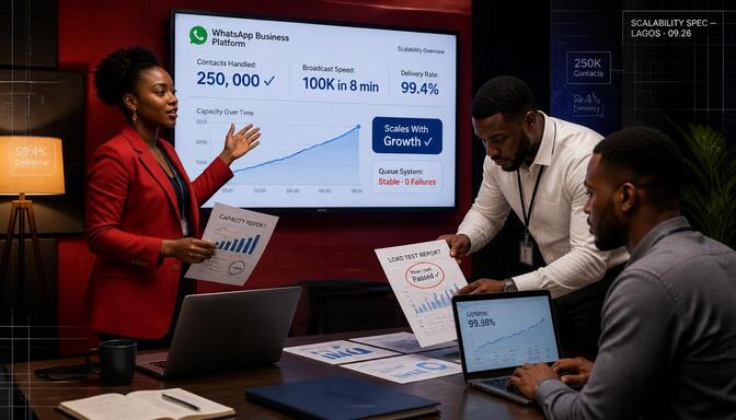 WhatsApp promo app scalability chart in studio