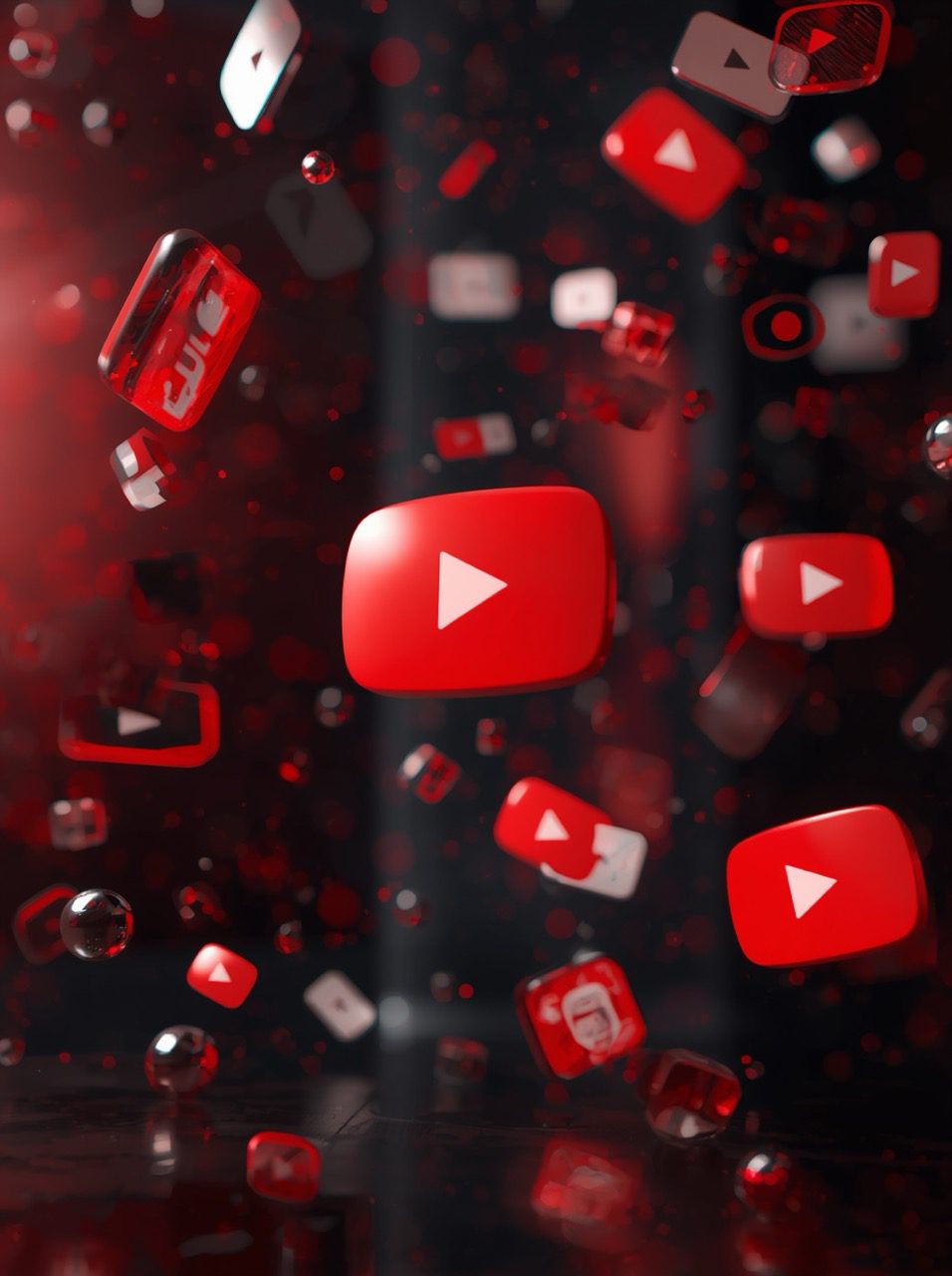 3D YouTube Shorts growth visual with floating vertical video cards play icons and short form engagement elements