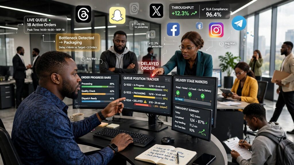 Live interactive dashboard displaying active order tracking and delivery progress updates
