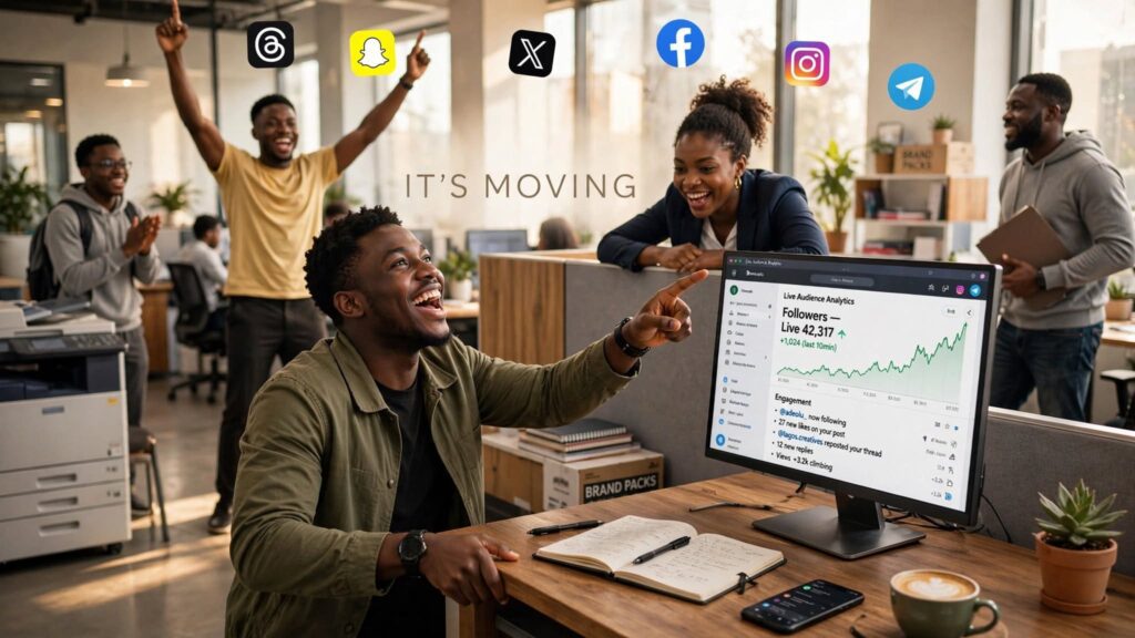 Automated delivery network pushing instant followers and likes to active accounts