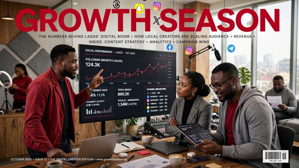 Detailed bar charts showing social media growth trends across major platforms