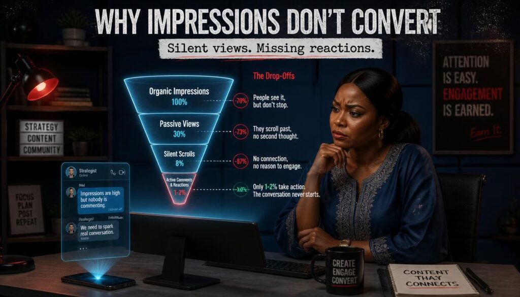 Comprehensive chart breaking down algorithmic reach versus passive social media user behavior