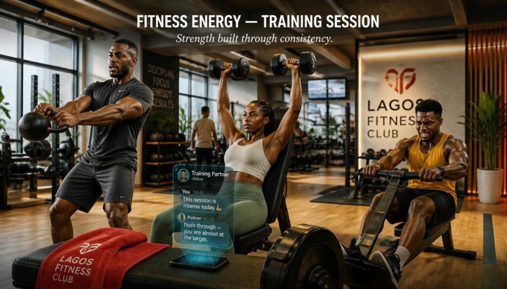 Focused individuals working out in a modern fitness gym representing authentic audience quality