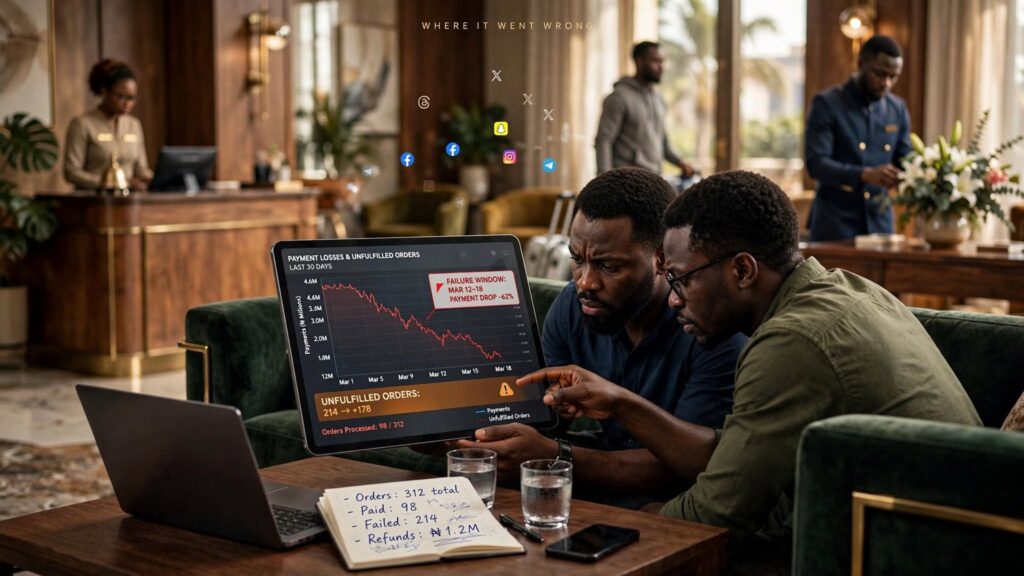Financial line chart tracking payment failures and scam platform losses accurately