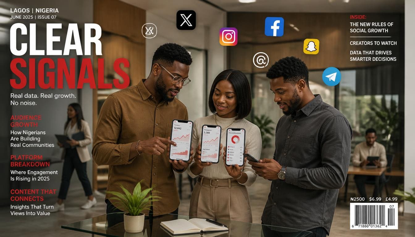 Free social media booster overview showing digital growth concept on a dark and white workspace