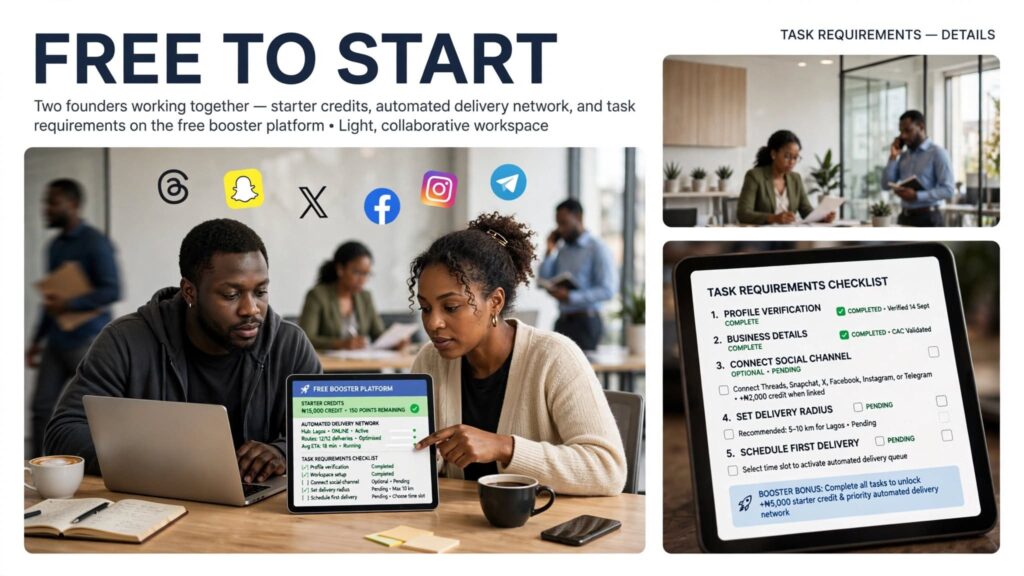Detailed infographic explaining features of a free social media booster website