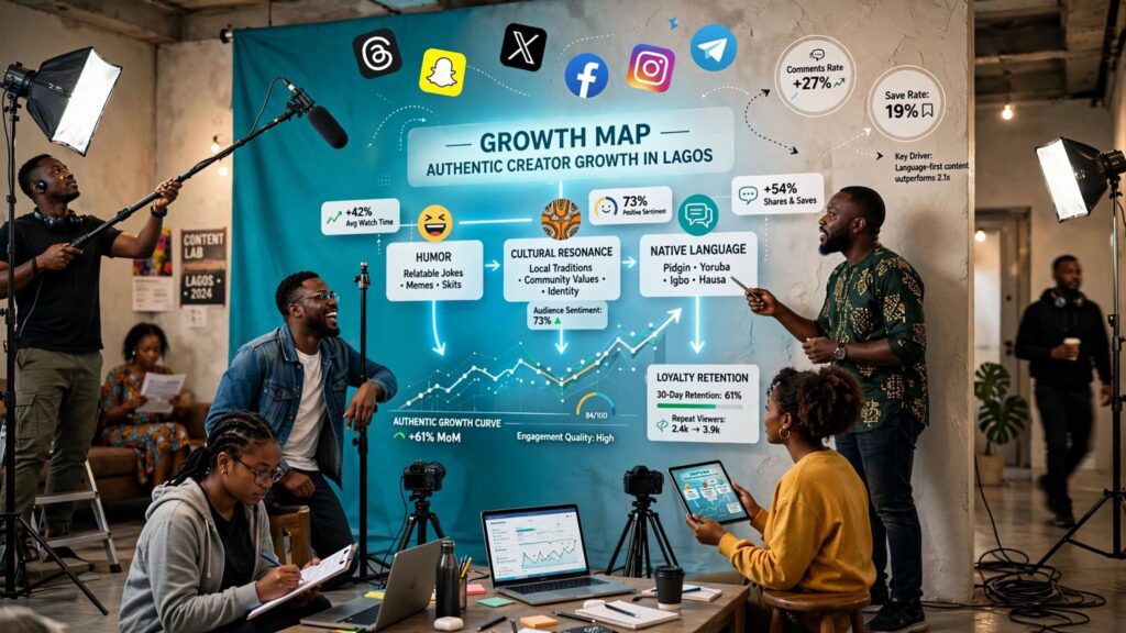 Infographic highlighting cultural relevance and local language impact on Nigerian creator growth