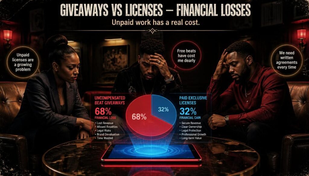 Informative pie chart illustrating revenue losses for Nigerian music producers giving away uncompensated audio tracks for free