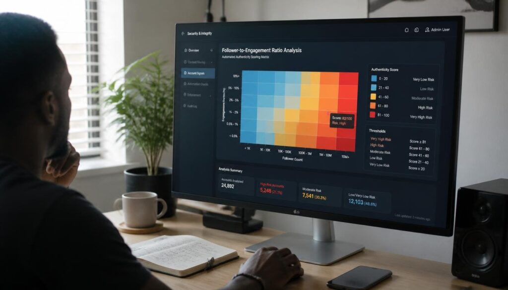 Heatmap displaying algorithmic engagement patterns and audience activity levels on a user profile.