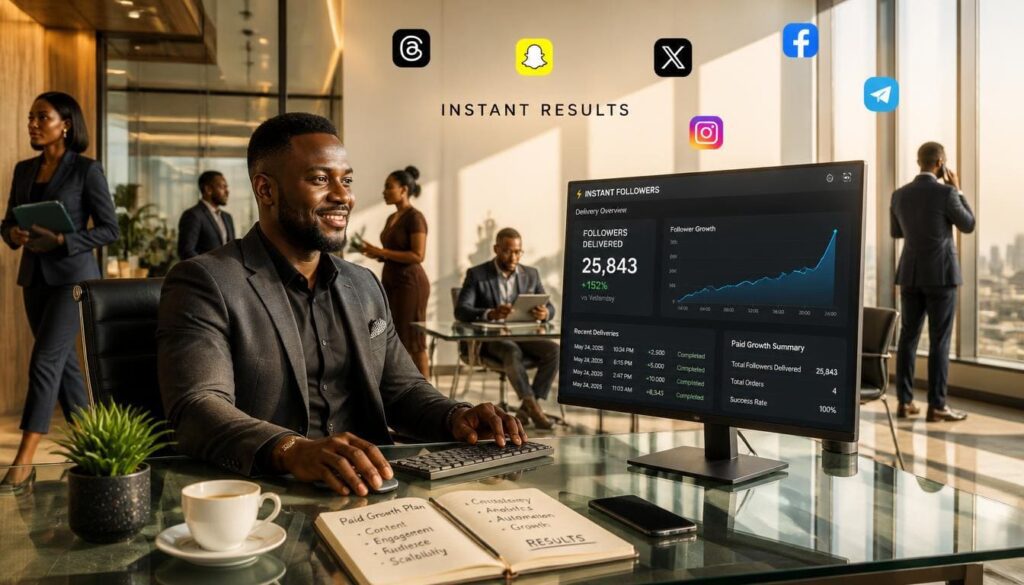 Glowing digital analytics dashboard showing rapid follower growth on smartphone screen