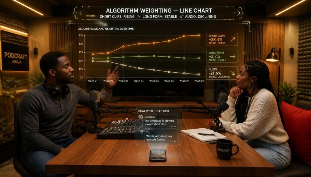 Line chart demonstrating how long-form comments secure higher algorithmic ranking weights than taps.