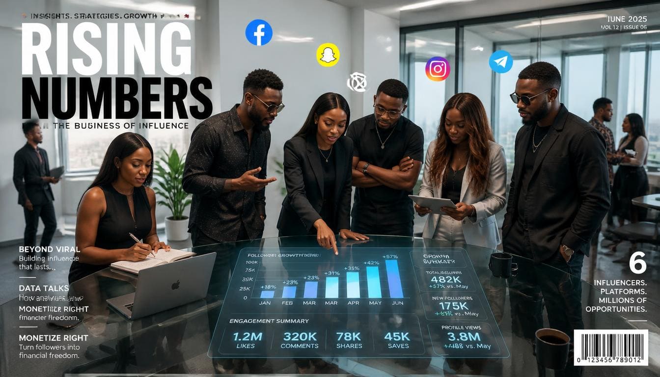 A modern Nigerian creator smiling inside a high-end Lagos digital studio workspace