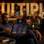 Nigerian digital marketer exploring growth options in a stylish modern Lagos lounge