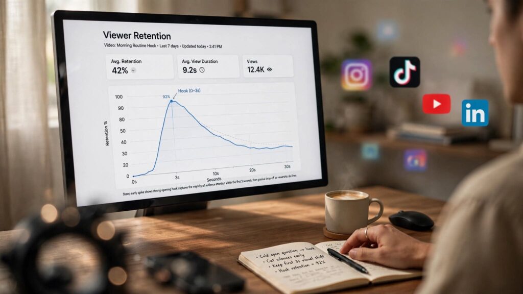 A colorful pie chart breaking down viewer retention %ages in short-form video content