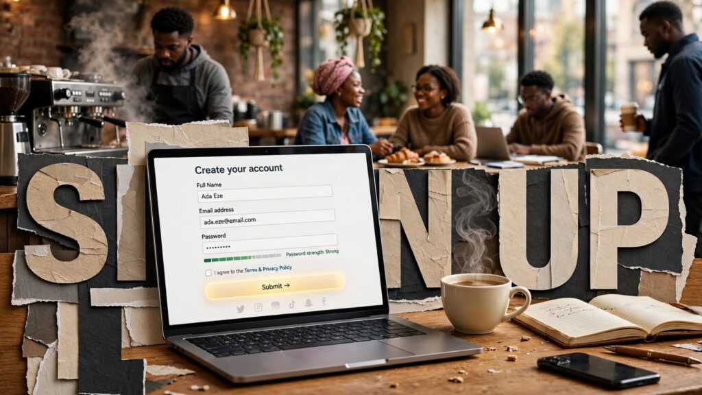Screenshot of the free account registration page designed for Nigerian creators.