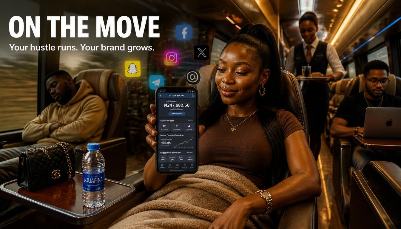 Sizzle Social platform dashboard showing Nigerian social media growth services and secure naira wallet funding options.