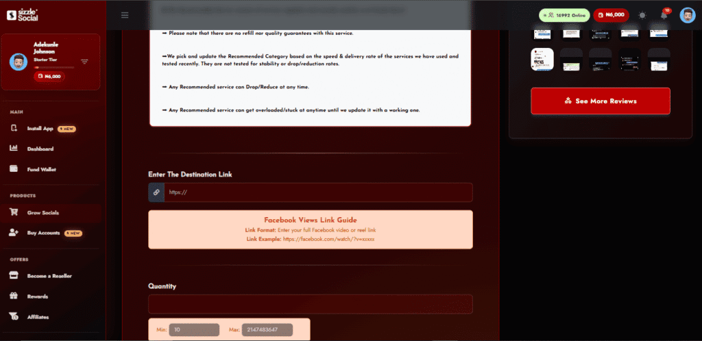 Screenshot demonstrating proper URL submission box formatting for public Facebook posts.